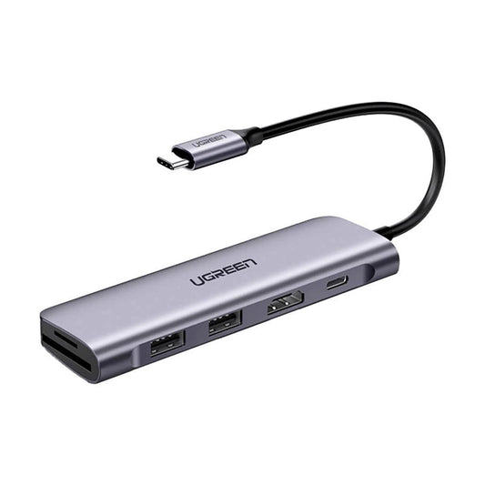 UGREEN CM195 USB-C Hub (15214), 2 x USB-A 3.0 - 1 x USB-C - 1 x HDMI - 1 x SD - 1 x microSD, Gray