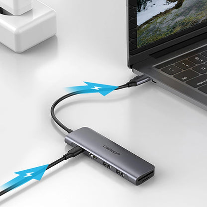 UGREEN CM195 USB-C Hub (15214), 2 x USB-A 3.0 - 1 x USB-C - 1 x HDMI - 1 x SD - 1 x microSD, Gray
