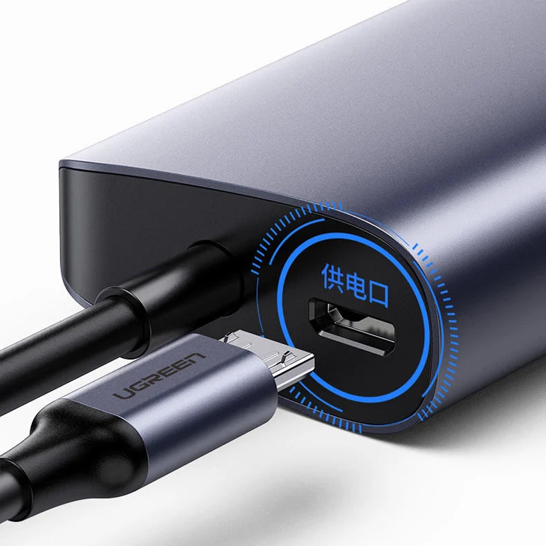 UGREEN CM252 USB-C Hub, 3 x USB-A 3.0 - 1 x USB-C - RJ45, Grey