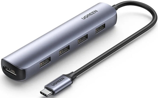 Hub USB-C UGREEN CM417, 4 x USB-A 3.2 - 1 x HDMI, Gris