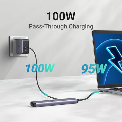 Hub USB-C UGREEN CM478, 1 x USB-A 3.0 - 2 x USB-A - 1 x USB-C - 1 x HDMI, Gris