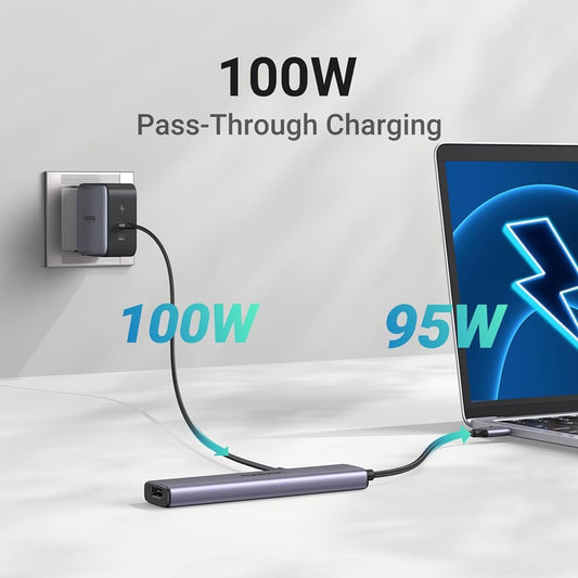 Hub USB-C UGREEN CM478, 1 x USB-A 3.0 - 2 x USB-A - 1 x USB-C - 1 x HDMI, Gris