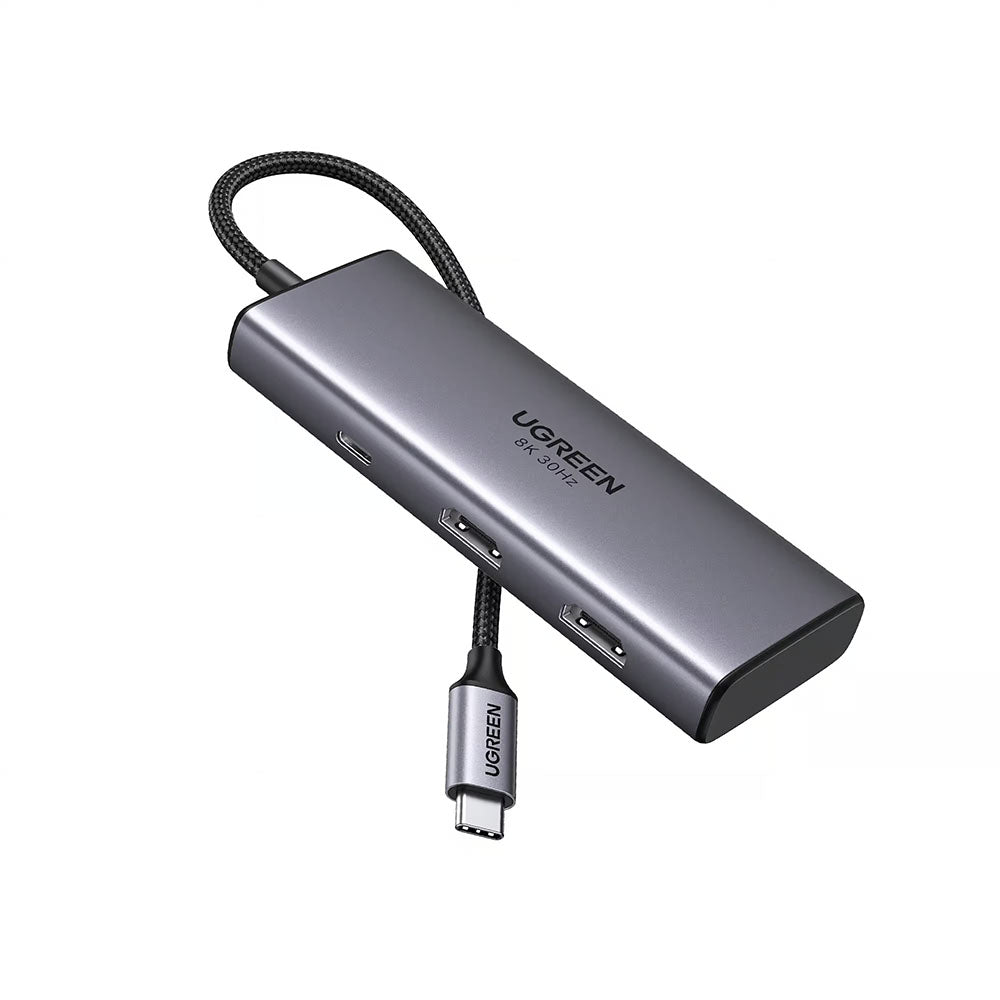 Hub USB-C UGREEN CM498 (15852), 2 x USB-A 3.0 - 2 x USB-C - 2 x HDMI, Gris