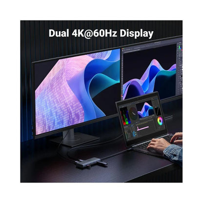 Hub USB-C UGREEN CM498 (45379), 2 x USB-A 3.2 - 3 x USB-C - 2 x HDMI, Gris