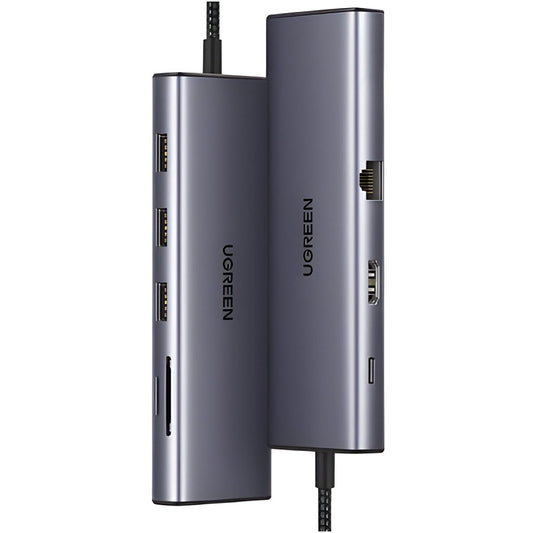 Hub USB-C UGREEN CM498 (15600), 3 x USB-A 3.0 - 1 x USB-C - 1 x HDMI - 1 x VGA - 1 x RJ45 - 1 x SD - 1 x microSD, Gris
