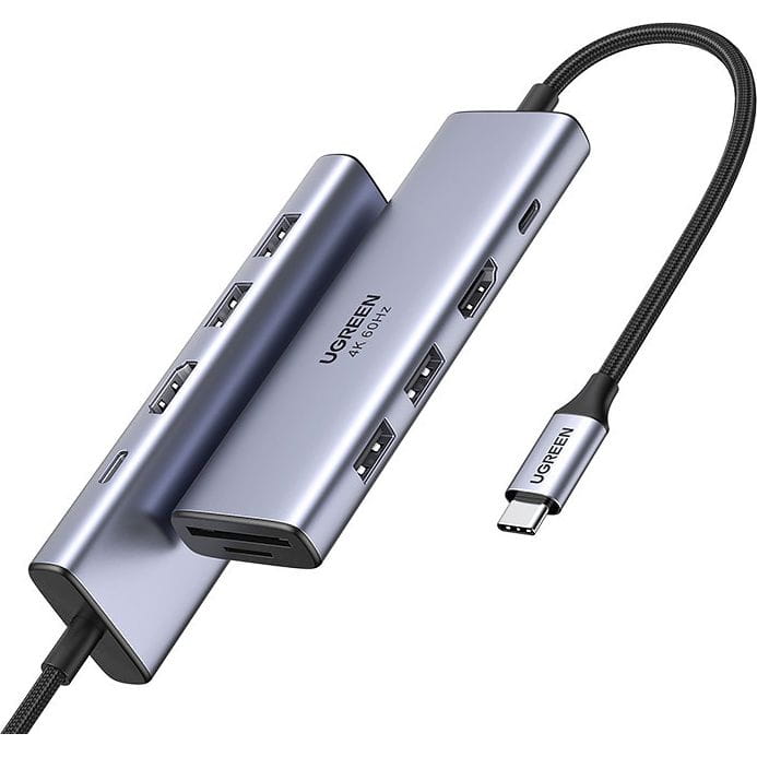 Hub USB-C UGREEN CM511 (60384), 2 x USB-A 3.0 - 1 x USB-C - 1 x HDMI - 1 x SD - 1 x microSD, Gris