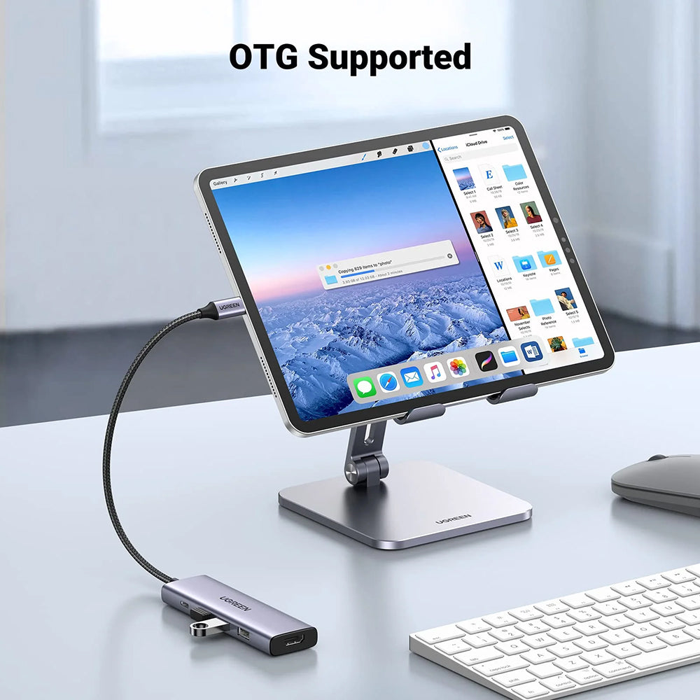 Hub USB-C UGREEN CM511 (15596), 3 x USB-A 3.0 - 1 x USB-C - 1 x HDMI, Gris