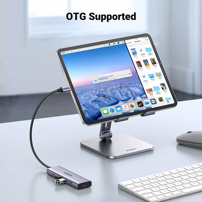 Hub USB-C UGREEN CM511 (15596), 3 x USB-A 3.0 - 1 x USB-C - 1 x HDMI, Gris