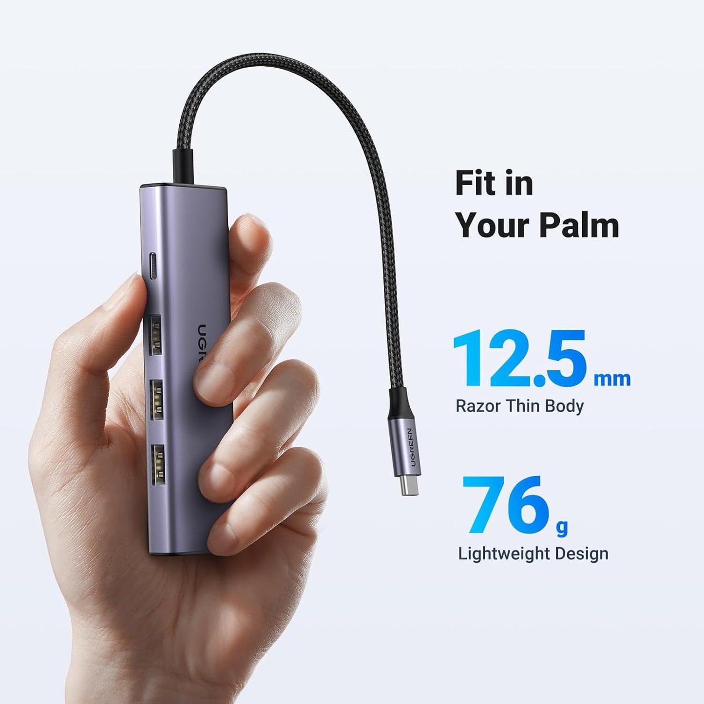 Hub USB-C UGREEN CM511, 3 x USB-A 3.0 - 1 x USB-C - 1 x HDMI, Gris