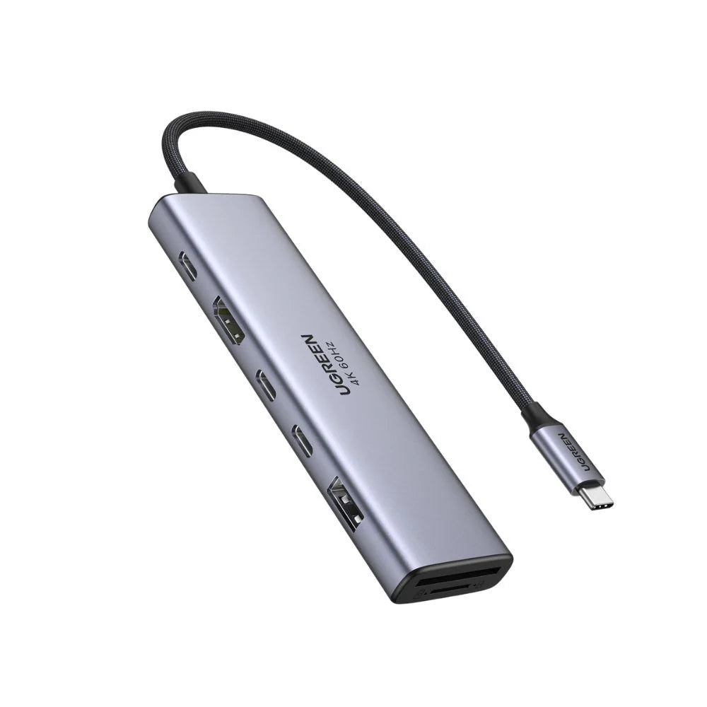 Hub USB-C UGREEN CM511 (45521), 1 x USB-A 3.2 - 3 x USB-C - 1 x HDMI - 1 x SD - 1 x microSD, Gris