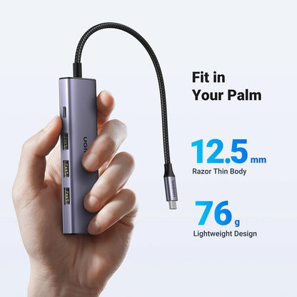 Hub USB-C UGREEN CM511 (15596), 3 x USB-A 3.0 - 1 x USB-C - 1 x HDMI, Gris