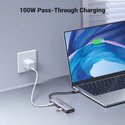 Hub USB-C UGREEN CM511 (15596), 3 x USB-A 3.0 - 1 x USB-C - 1 x HDMI, Gris