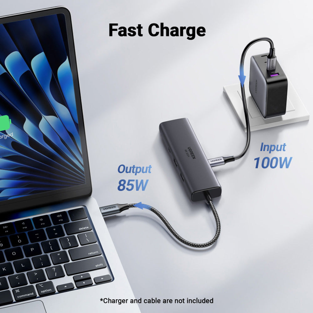Hub USB-C UGREEN CM512 (45000), 2 x USB-A 3.2 - 2 x USB-C - 1 X HDMI - 1 x RJ45, Gris
