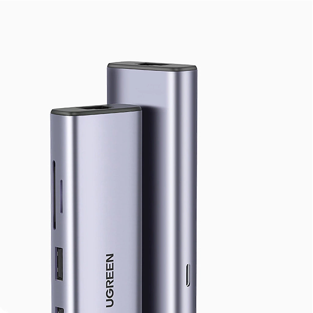 Hub USB-C UGREEN CM512, 2 x USB-A 3.0 - 1 x USB-C - 1 x HDMI - 1 x SD - 1 x microSD - RJ45, Gris