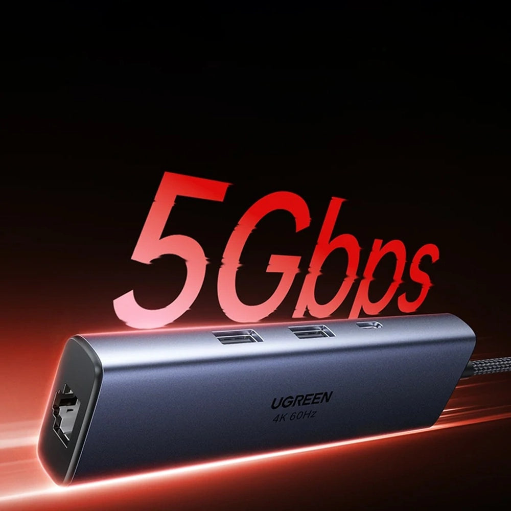 Hub USB-C UGREEN CM512 (75643), 6 en 1, Gris