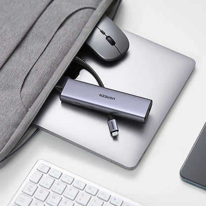 Hub USB-C UGREEN CM512, 2 x USB-A 3.0 - 1 x USB-C - 1 x HDMI - 1 x SD - 1 x microSD - RJ45, Gris