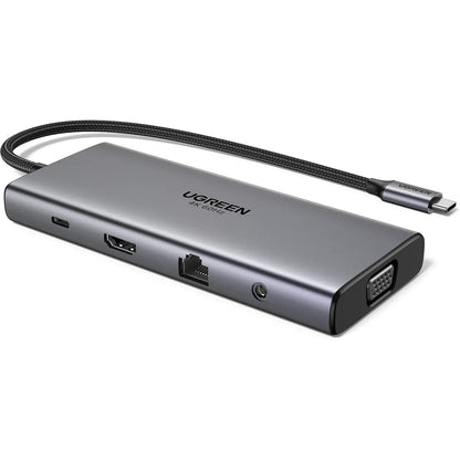 UGREEN CM639 USB-C Hub (45520), 2 x USB-A 3.2 - 3 x USB-C - 1 x HDMI - 1 x VGA - 1 x 3.5mm Jack - 1 x RJ45 - 1 x SD - 1 x microSD, Gray