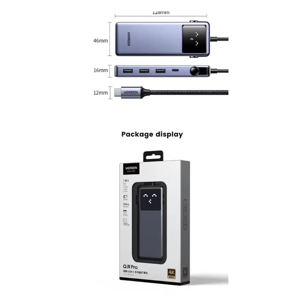 Hub USB-C UGREEN CM888 (45155) Uno, 6 en 1, Gris