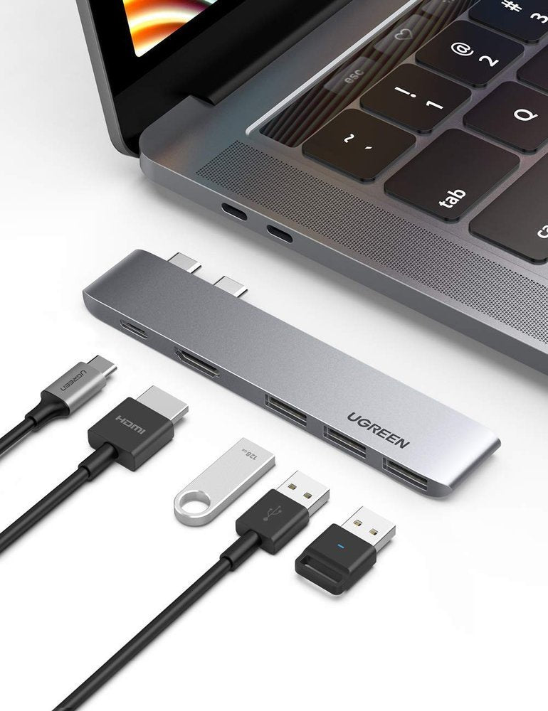 Hub USB-C UGREEN para Apple MacBook Pro / Air Series, 3 x USB-A 3.0 - 1 x USB-C - 1 x HDMI, Gris
