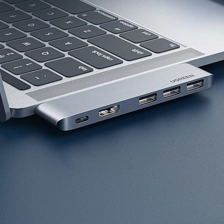 Hub USB-C UGREEN para Apple MacBook Pro / Air Series, 3 x USB-A 3.0 - 1 x USB-C - 1 x HDMI, Gris