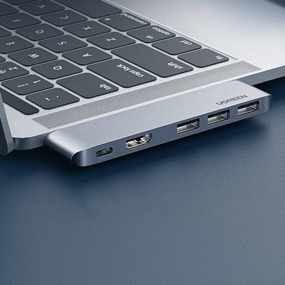 Hub USB-C UGREEN para Apple MacBook Pro / Air Series, 3 x USB-A 3.0 - 1 x USB-C - 1 x HDMI, Gris