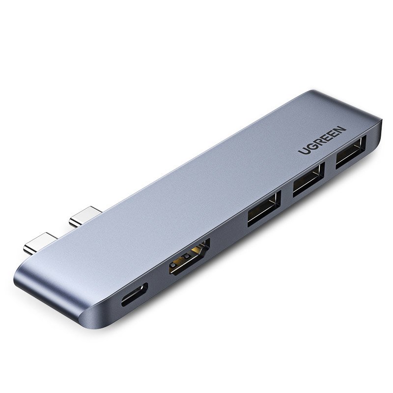 Hub USB-C UGREEN para Apple MacBook Pro / Air Series, 3 x USB-A 3.0 - 1 x USB-C - 1 x HDMI, Gris