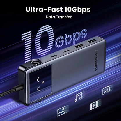 Hub USB-C UGREEN Uno (75177), 2 x USB-A 3.2 - 3 x USB-C - 1 x HDMI, Gris
