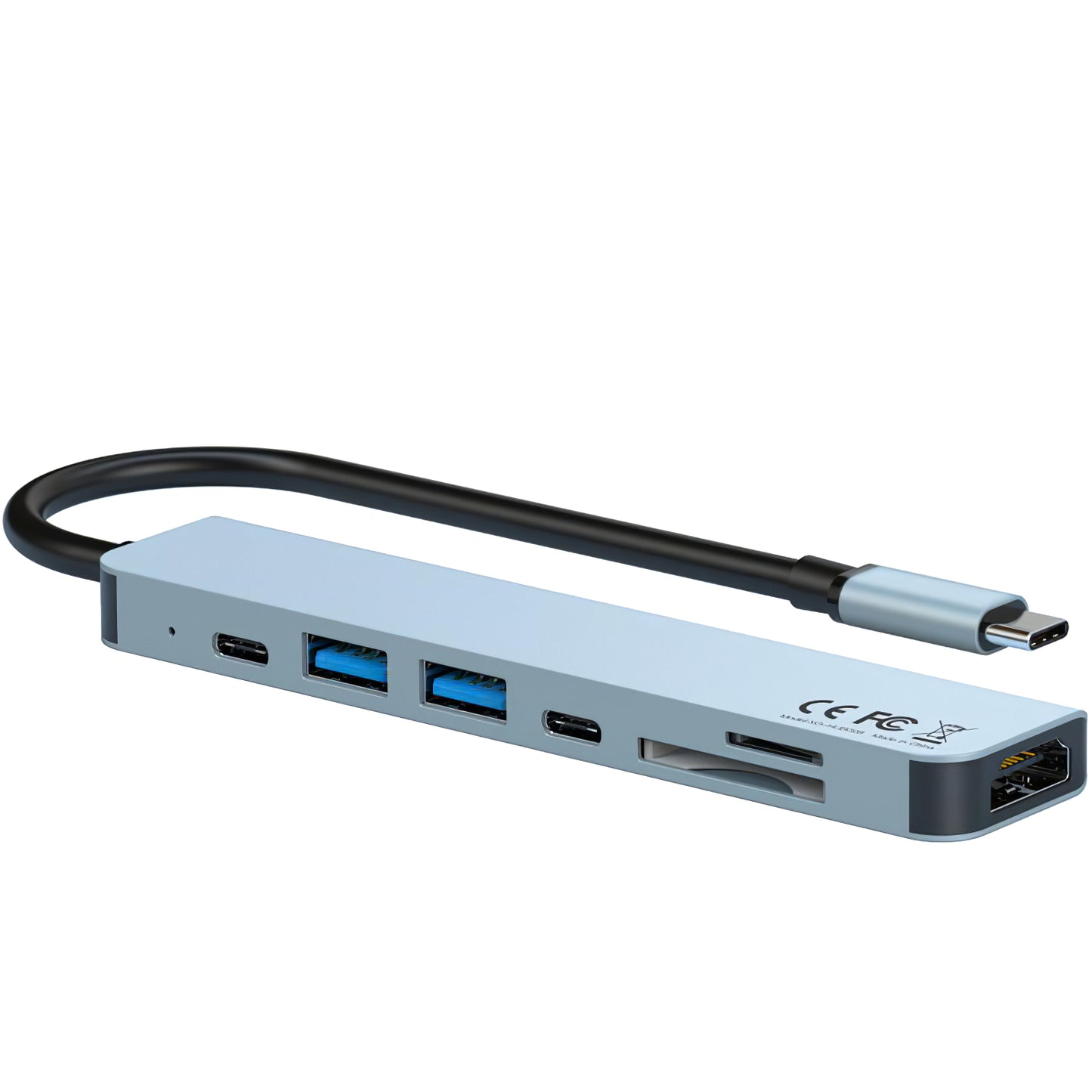 USB-C Hub XO Design HUB008, 2 x USB-A - 2 x USB-C - 1 x HDMI - 1 x SD - 1 x microSD, Gris