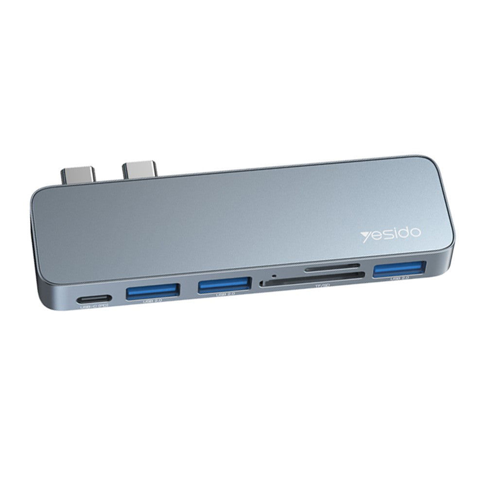 Hub USB-C Yesido HB10 para Apple MacBook Pro / Air, 6en1, Gris