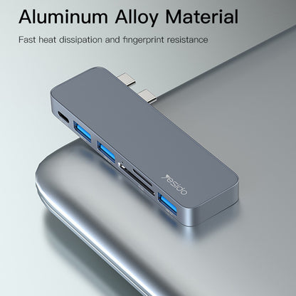 Hub USB-C Yesido HB10 para Apple MacBook Pro / Air, 6en1, Gris