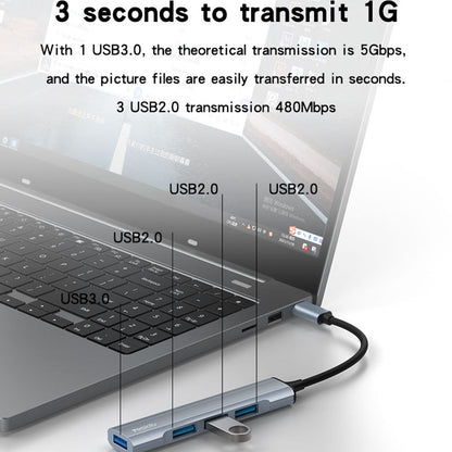 Hub USB-C Yesido HB17, 4 en 1, Gris