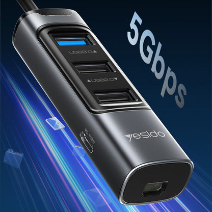 Hub USB-C Yesido HB24, 5en1, Gris