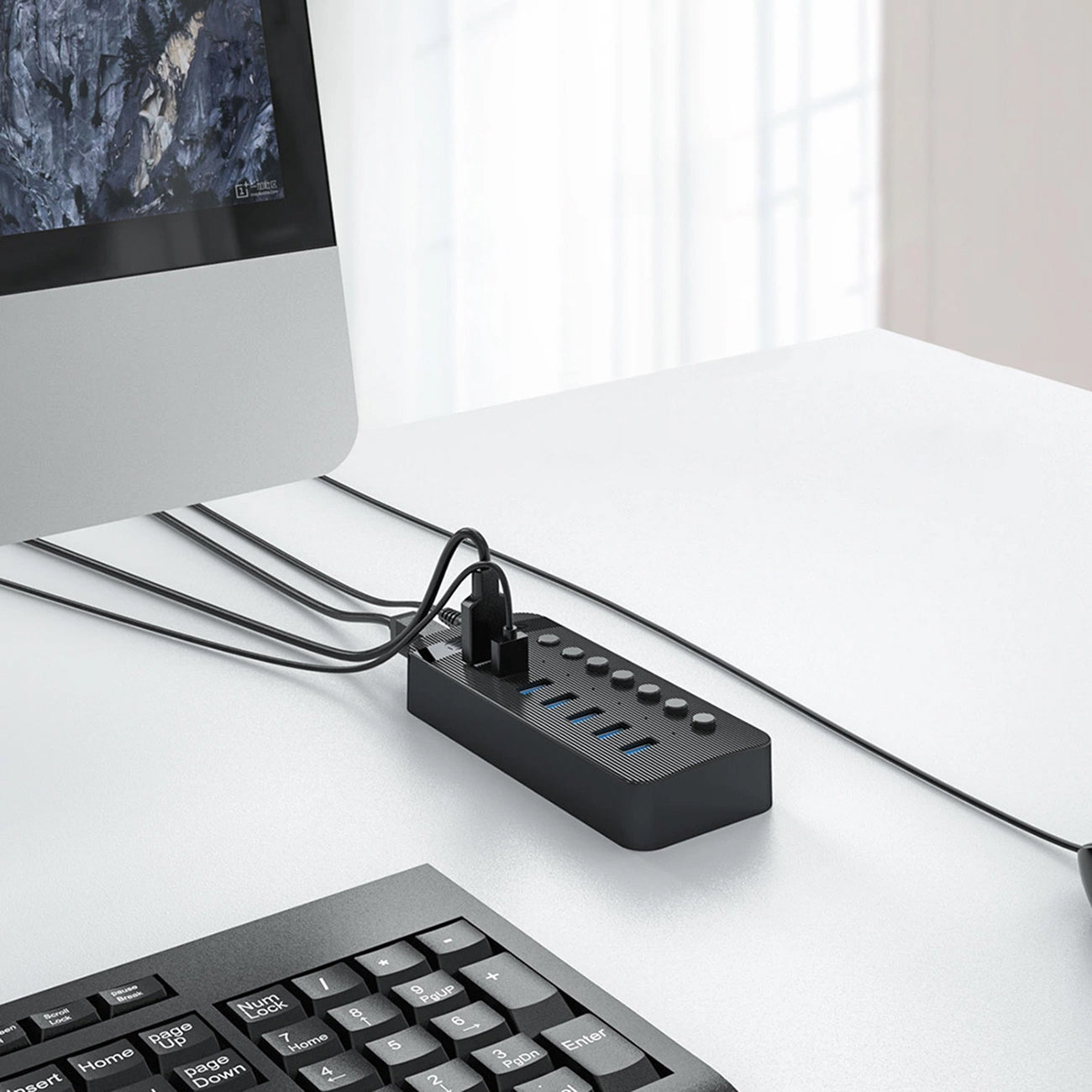 Hub USB Orico CT2U3-7AB, 7 x USB-A 3.0, Negro