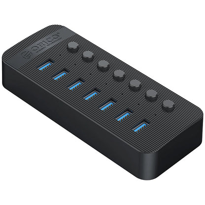 Hub USB Orico CT2U3-7AB, 7 x USB-A 3.0, Negro