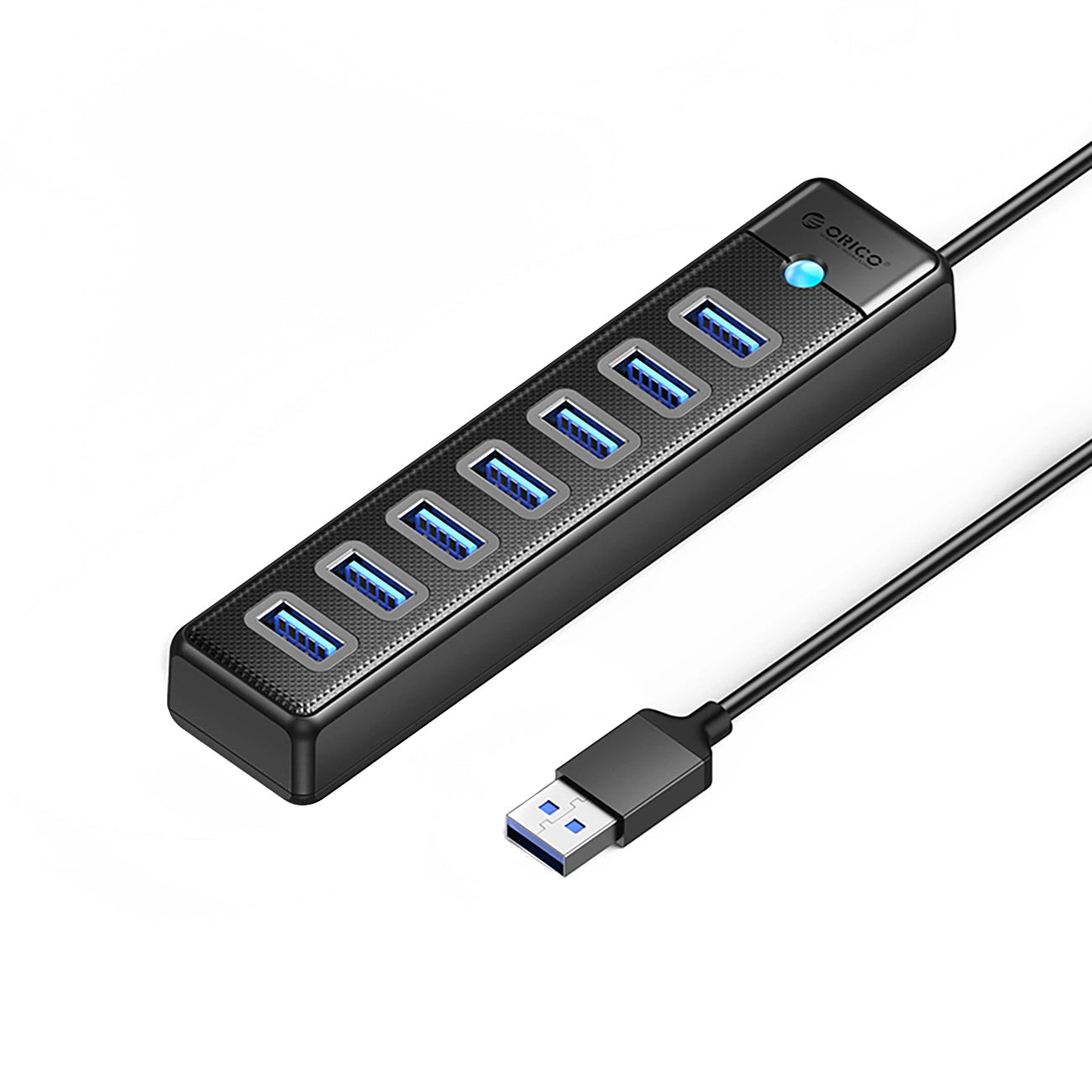 Hub USB Orico PW7U-U3, 7 x USB-A 3.0 - 1 x USB-C, Negro