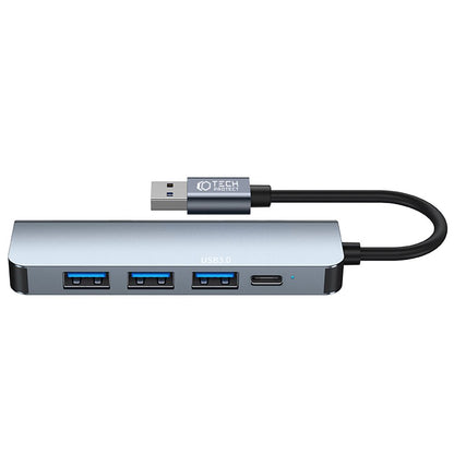 Concentrador USB Tech-Protect V0, 3 x USB-A 3.0 - 1 x USB-A - 1 x USB-C, Gris