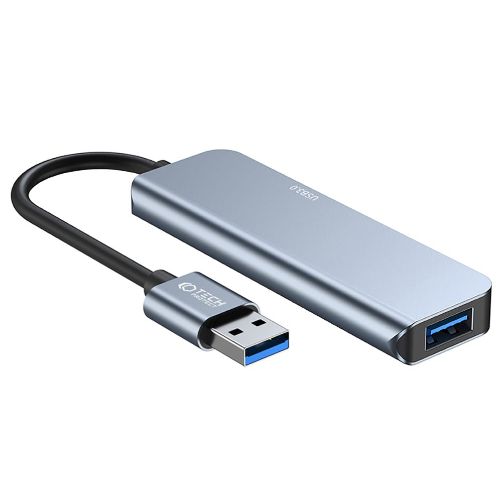 Concentrador USB Tech-Protect V0, 3 x USB-A 3.0 - 1 x USB-A - 1 x USB-C, Gris