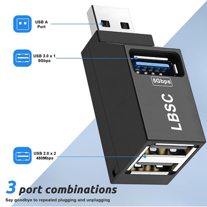 Hub USB Techsuit H11 EchoLink, 3 en 1, Negro