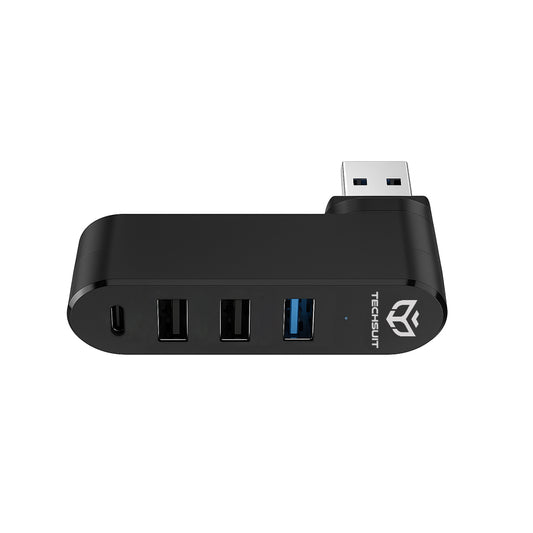 Hub USB Techsuit H17 SplitterNode, 4 en 1, Negro