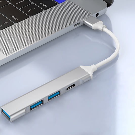 Hub USB Techsuit H19 PolarisBridge, 4en1, Gris Blanco