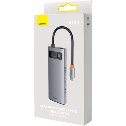 Hub USB-C Baseus Metal Gleam, 4 x USB-A 3.0, Gris WKWG070013