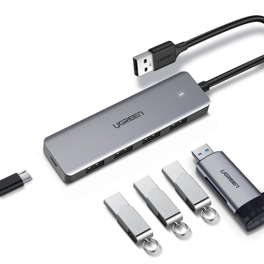 Hub USB UGREEN CM219, 4 x USB-A 3.0 - 1 x USB-C, Gris