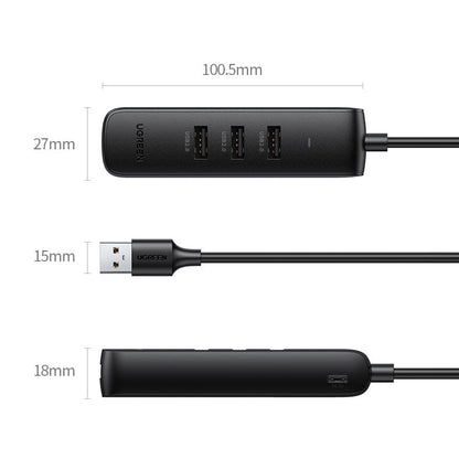 Hub USB UGREEN CM416, 4 x USB-A 3.0, 1m, Negro
