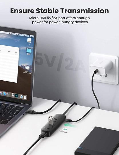 Hub USB UGREEN CM416, 4 x USB-A 3.0, 1m, Negro