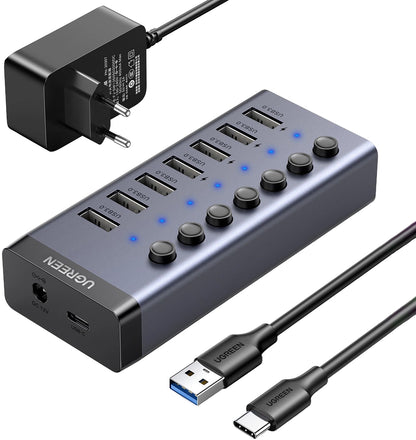 Hub USB UGREEN CM481, 7 x USB-A 3.0, Gris