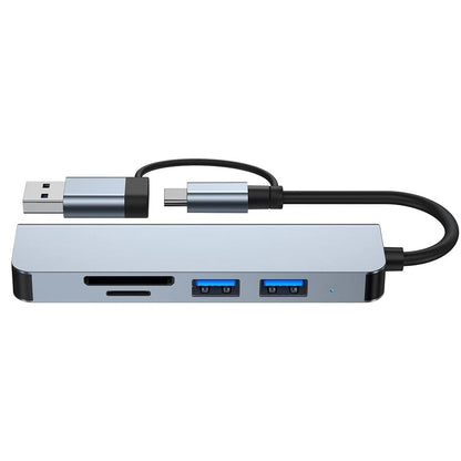 Hub USB / USB-C Techsuit H7 DataBridge, 5 en 1, Gris