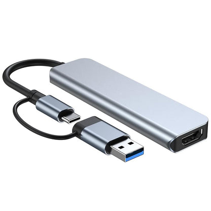 Hub USB / USB-C Techsuit H7 DataBridge, 5 en 1, Gris