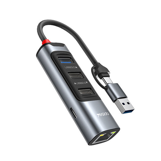 Hub USB / USB-C Yesido HB21, 5en1, Gris