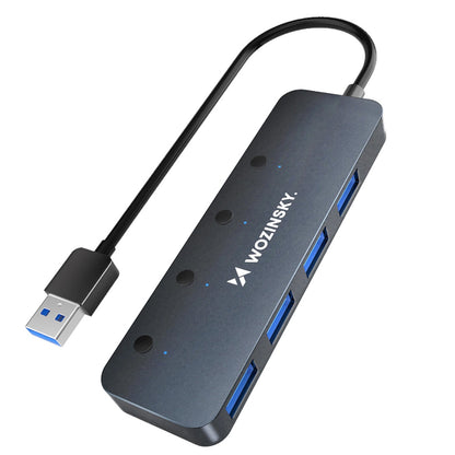 Hub USB WZK WHS080YSS, 4 x USB-A 3.0, Gris
