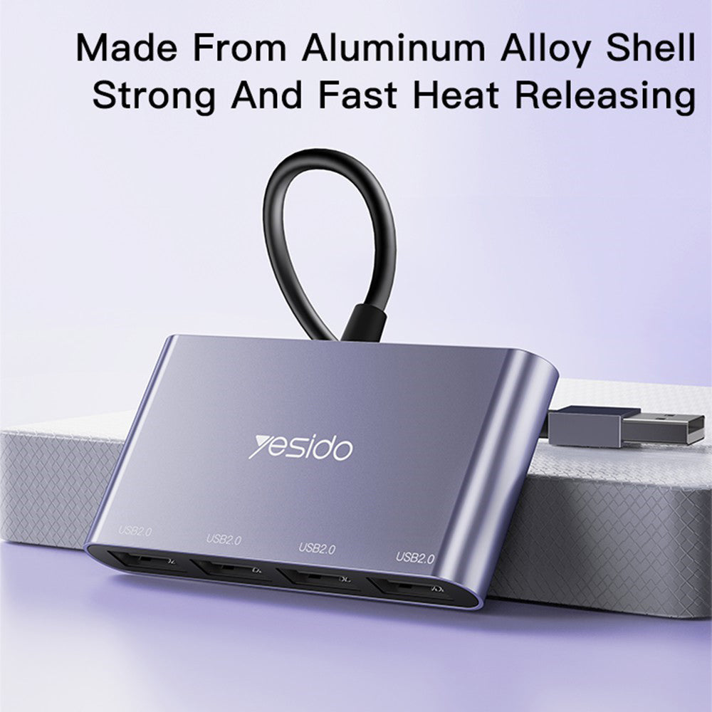 Hub USB Yesido HB12, 4 en 1, Gris